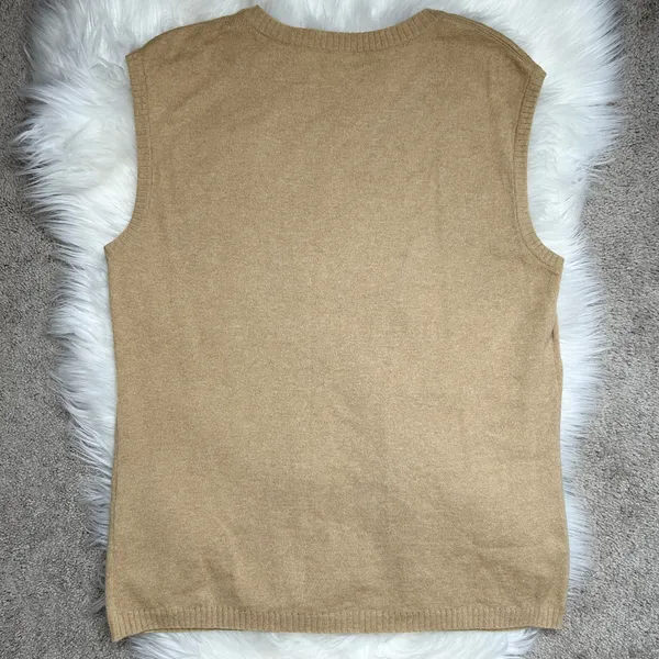 ESCADA Vintage Argyle Sweater Vest Womens Large Wool Cashmere Silk Academia Twee - Image 3