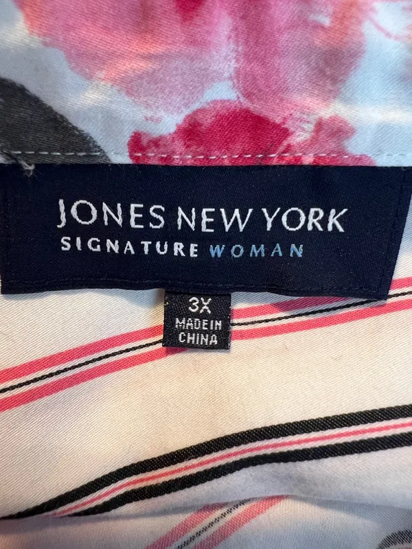 Jones New York 3X Striped Button Front Long Sleeve W/Button Cuff Shirt Top - Image 4