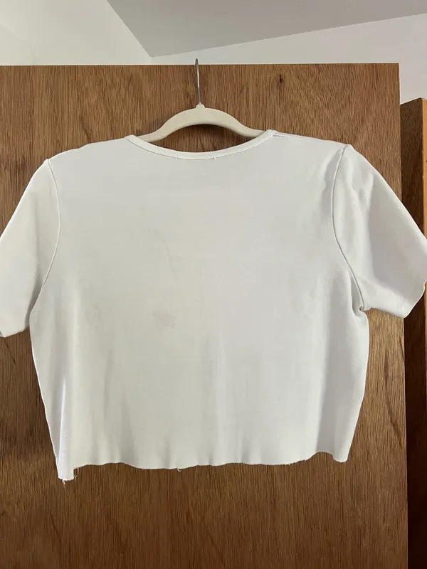 Brandy Melville white basic crop button up tee - Image 4