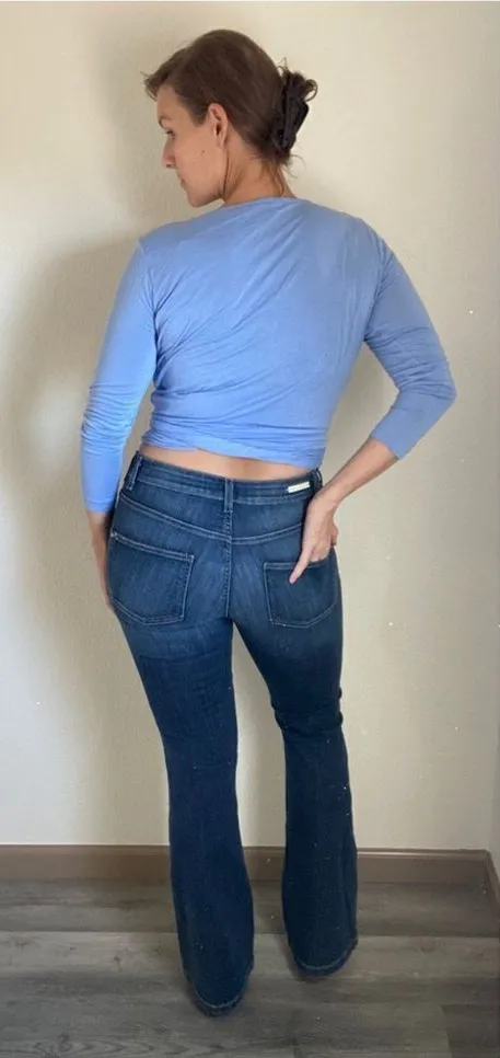 Anthropologie Pilcro Flare Jeans 28 Waist Dark Wash Flattering Bohemian - Image 3