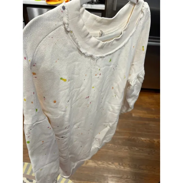Free People MOVEMENT Womens small Sweatshirt‎ Top Cream Balloon Sleeve - Image 2