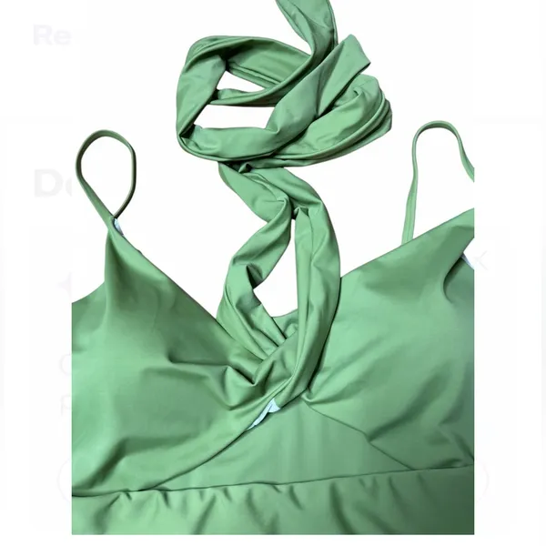 Meet curve Green Cut Out Wrap One Piece Swimsuit. Size XL NWT - Image 2
