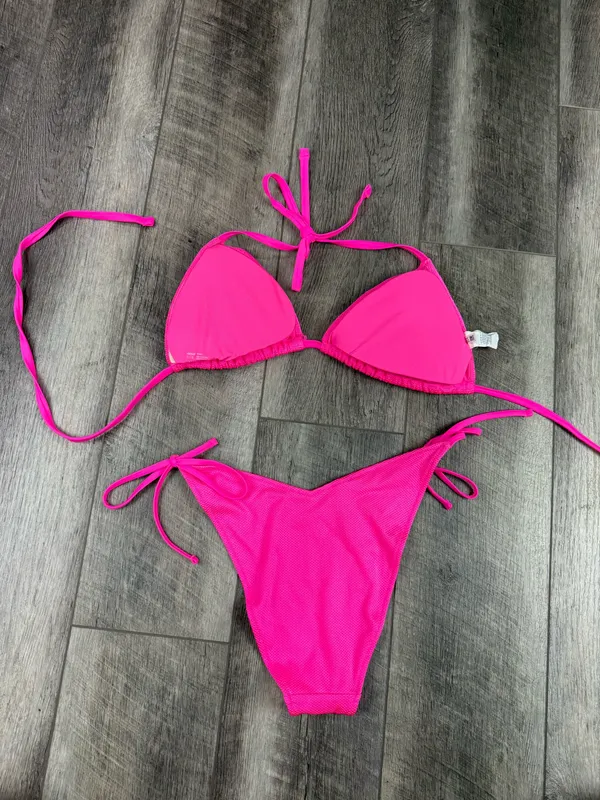 Aerie Hot Pink Textured Bikini Set - Image 6