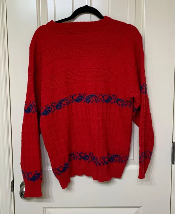 Vintage Grandpa Sweater Red Size L - Image 2