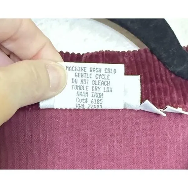 Match 8P Dress Cabernet Burgundy Corduroy Button Down Long Sleeve Vintage NEW - Image 5