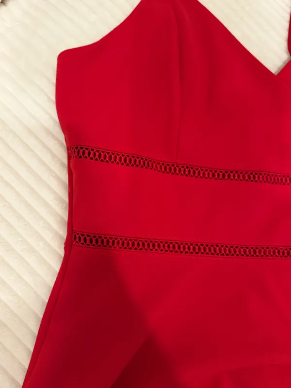 Altar’d State Red Spaghetti Strap Fit & Flare Mini Dress XL Crochet Trim - Image 2