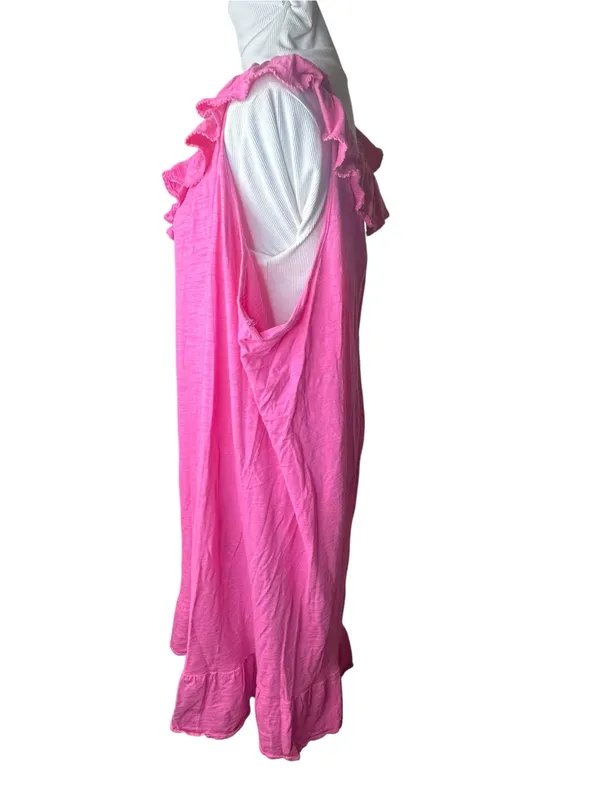 Ralph Lauren sleeveless dress ruffle pink midi size 2X 100% cotton - Image 4