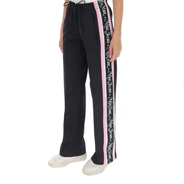 Marc Jacobs "The Track Pant" Retro Black pink white Web Logo Stripe size 10 - Image 2