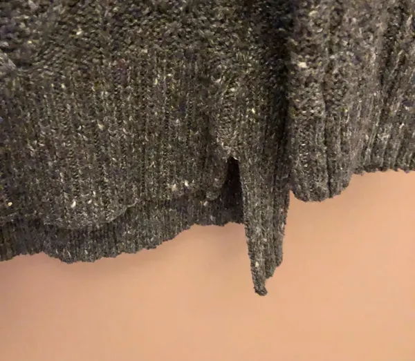 BDG Fall For cable Knit Speckled Crew Neck Sweater elbow patches Grey Large - Image 5