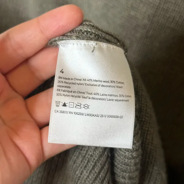 Lululemon Heathered Nomad Green Merino Wool Blend Ribbed Crewneck Sweater Sz 4 - Image 7