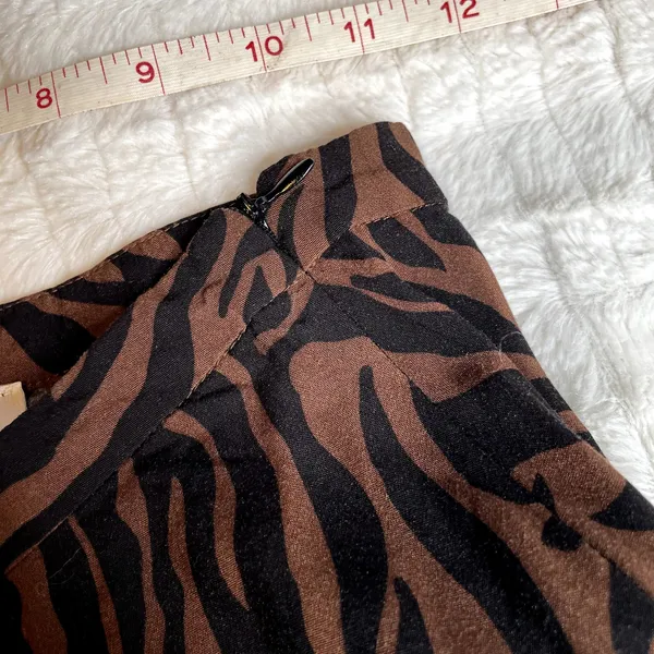 BRIXTON Helena Midi Skirt High Waist Black‎ Brown Zebra Animal Print Medium M - Image 5