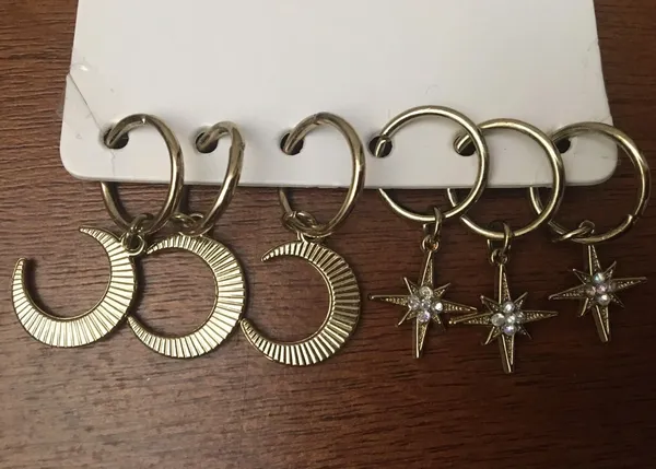 Sugar and Jade Sun Moon Hair Charms Jewelry 6 Piece Stars Moon Gold color - Image 2