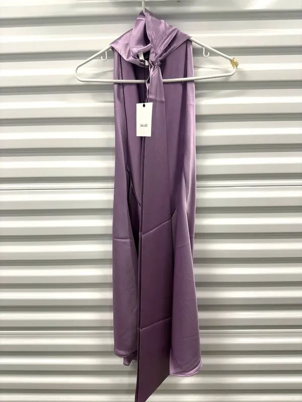 Sau Lee Penny Satin Mini Dress Lavender Womens Size 10 - Image 5