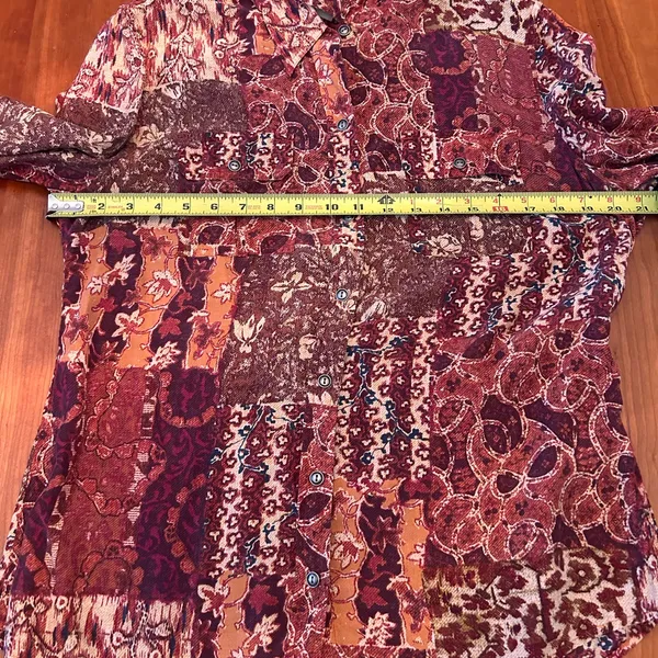 Lucky Brand boho 100% silk button down Size Large - Image 4