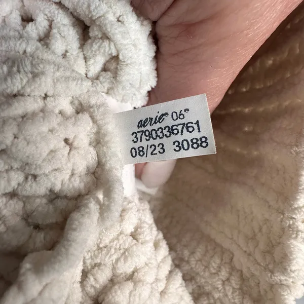 Aerie Cable Knit Chenille Sweater Womens XXS Cream Ivory Quarter Zip Pullover - Image 10