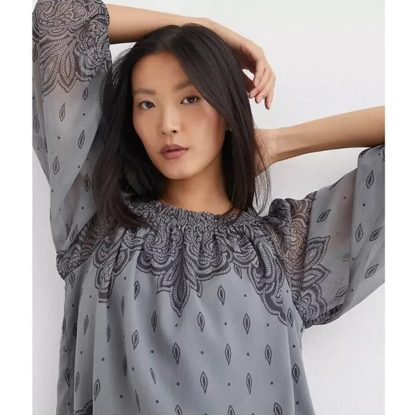 LOFT Paisley Off Shoulder Blouse NWT‎ XL Ruffle Neck Boho Romantic Top - Image 12