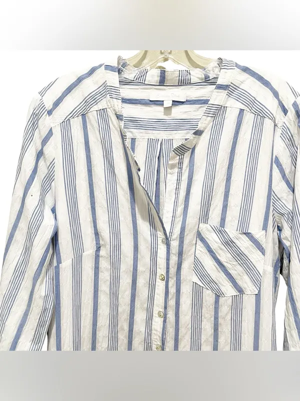 Everyday Ritual Tracey Stripe Cotton Nightgown Blue White Women’s Size Medium - Image 4