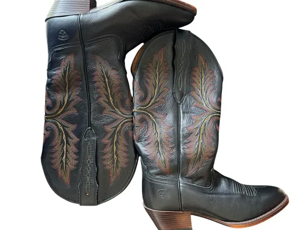 Ariat - Heritage Elastic Calf Black Leather Western Boots Size 6.5B - Image 8