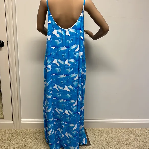 Palms Away Maxi Sundress Blue Size M - Image 4
