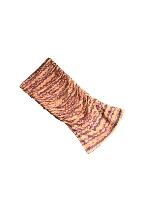 Zara Yellow and Brown Patterned Midi Skirt - Image 3