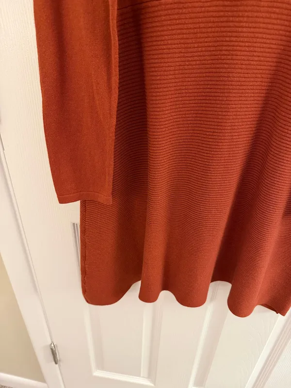 Style & Co Burnt Orange Knit Mock Neck Cold Shoulder Sweater Dress Small - Image 5