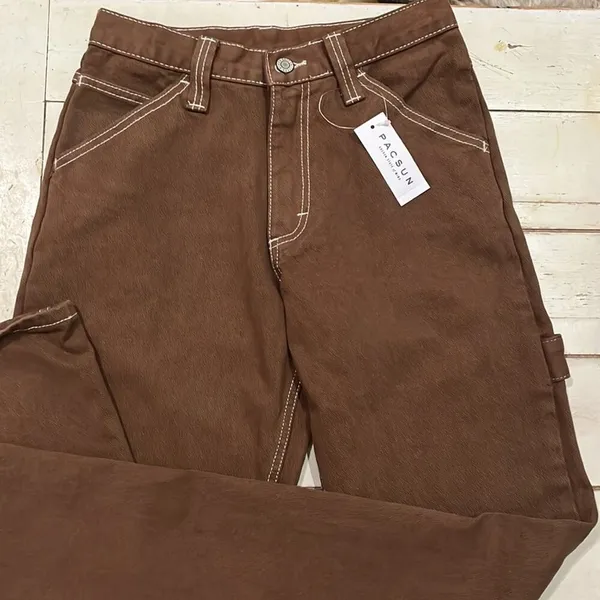 Pacific Sun ☀️ John Galt Carpenter Pants Small Brown Canvas Skateboard 🛹 Pants - Image 5