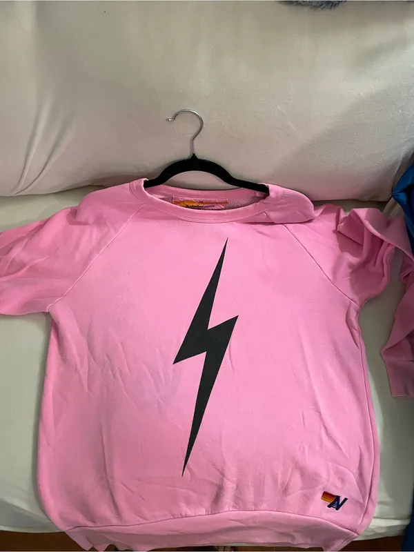 Aviator Nation Bolt Crew Logo Sweatshirt Crewneck Neon Pink Size M - Image 8