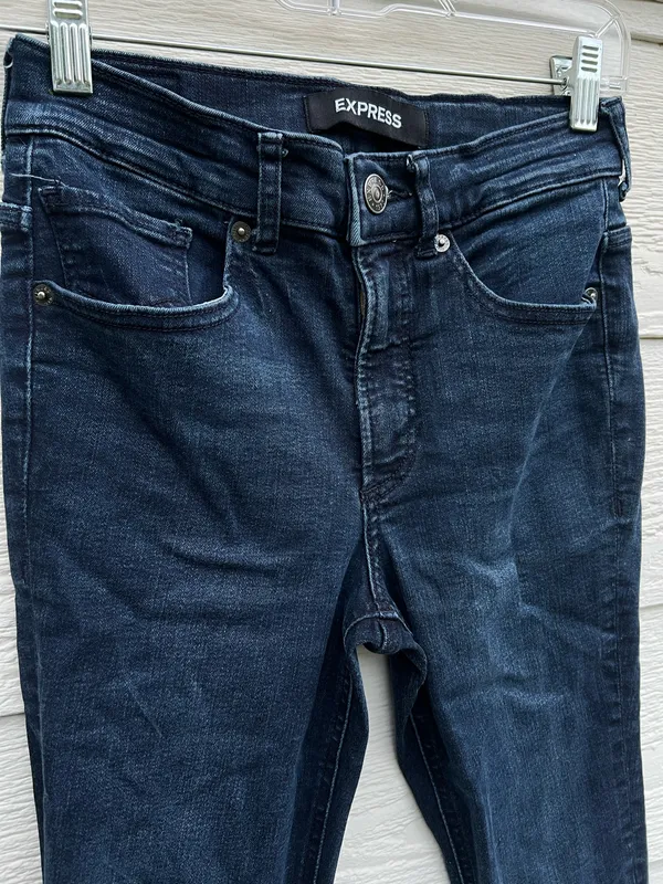 Express Dark Blue High Rise Legging Jeans - Image 2