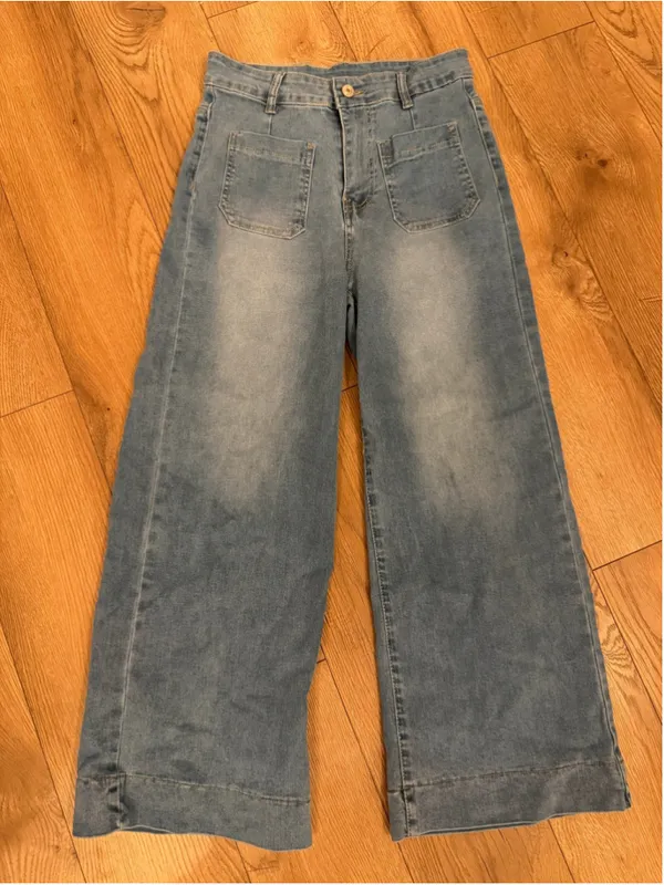 NEW High Waisted Cropped Wide Leg Jeans Stretchy Loose Denim Pants 4 - Image 6