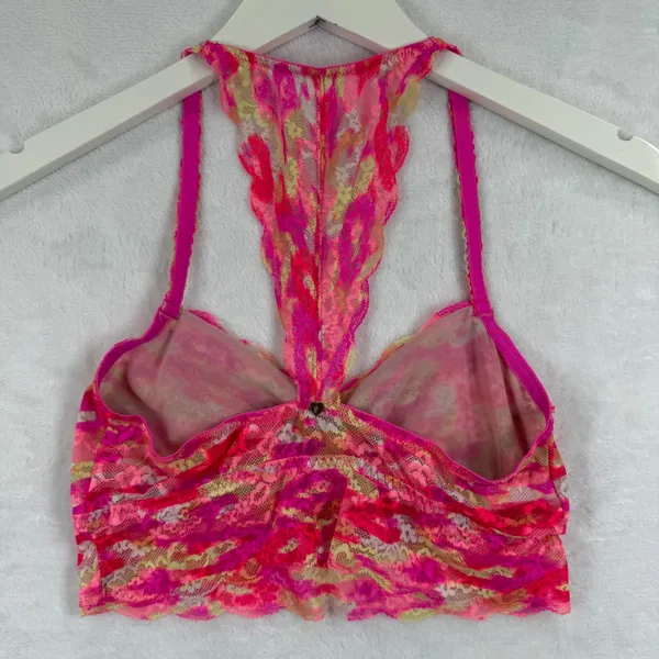 PINK Victoria's Secret Lace‎ Bralette Womens Medium Neon Pink Racerback 36007169 - Image 5