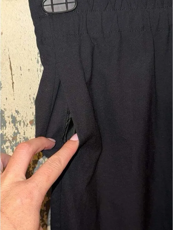 ZARA black elastic waist cuffed trousers, wide leg pants, size XS - Image 2