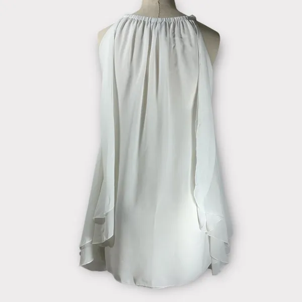 Women’s Saks Fifth Avenue White Layered Chiffon Sleeveless Blouse Size Small#167 - Image 3