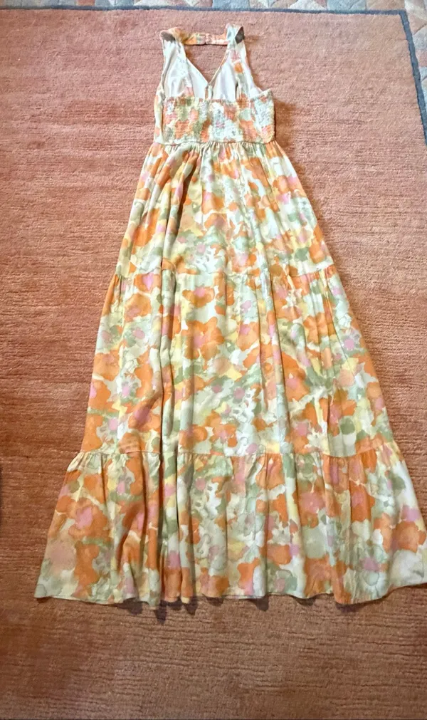 Japna Size S Multicolor Abstract Halter Tiered Maxi Dress 100% Rayon - Image 7