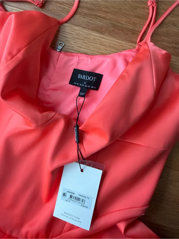 Bardot Ayla Midi Dress Orange Fizz Satin Corset NWT XL US 10 - Image 8