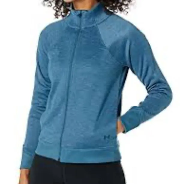 Under Armour Zip Up Sweatshirt Jacket ColdGear Women’s Size XL Loose Blue - Image 2