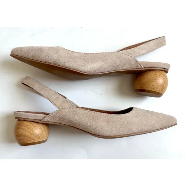 Matiko Anthropologie Heeled Suede Slingback Heel Peach Tan Size 36 US 5.5-6 NEW - Image 6