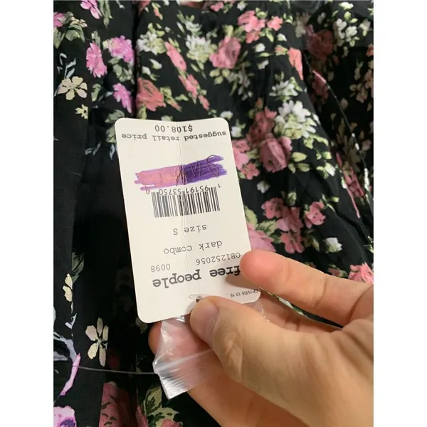 Free People floral blouse top black women's size small NEW NWT - Image 6