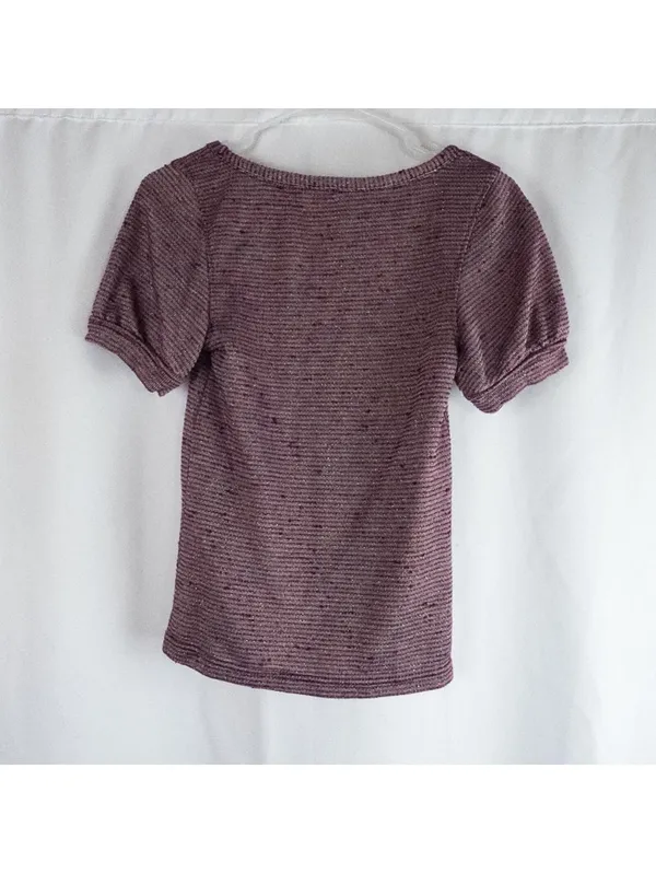 Free People Metallic Ribbed Scoop Purple Top Women Small - Image 6