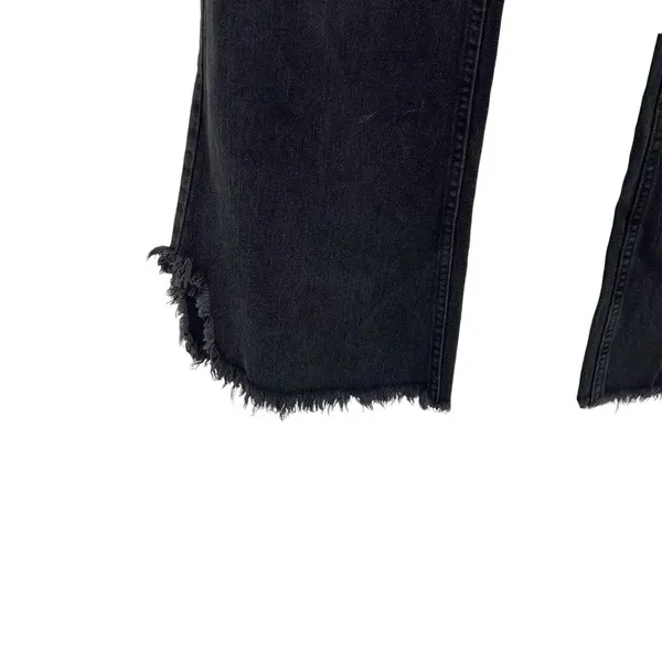 Free People Vintage Flared Jeans Black Ash‎ Denim Raw Hem Size 27 - Image 6