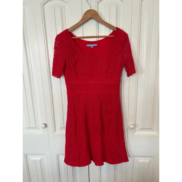 Antonio Melani Red‎ Lace Dress Size 6 - Image 2
