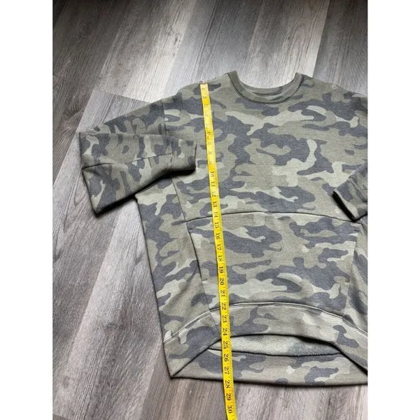 Express Camo Pocket Pullover Fleece Sweatshirt XS Oversized Cozy Streetwear - Image 8