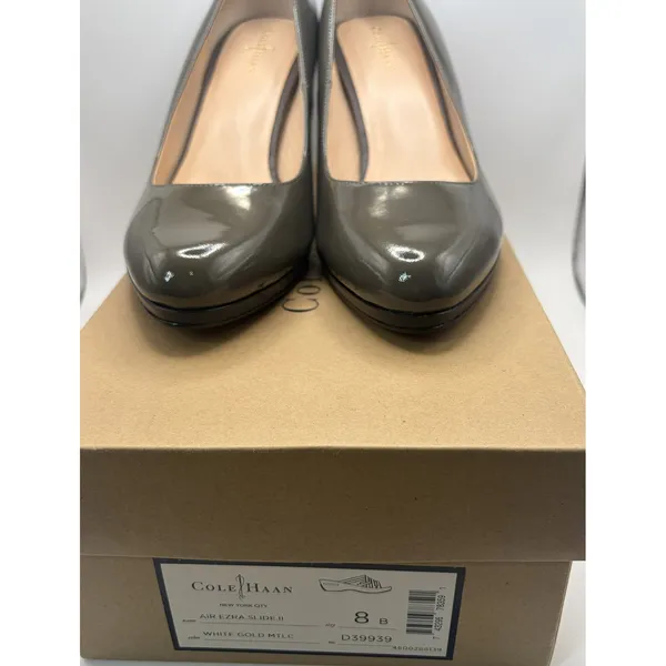 Cole Haan Nike Air Patent Leather Pumps Olive Green Taupe Heels D39704 Size 8B - Image 6