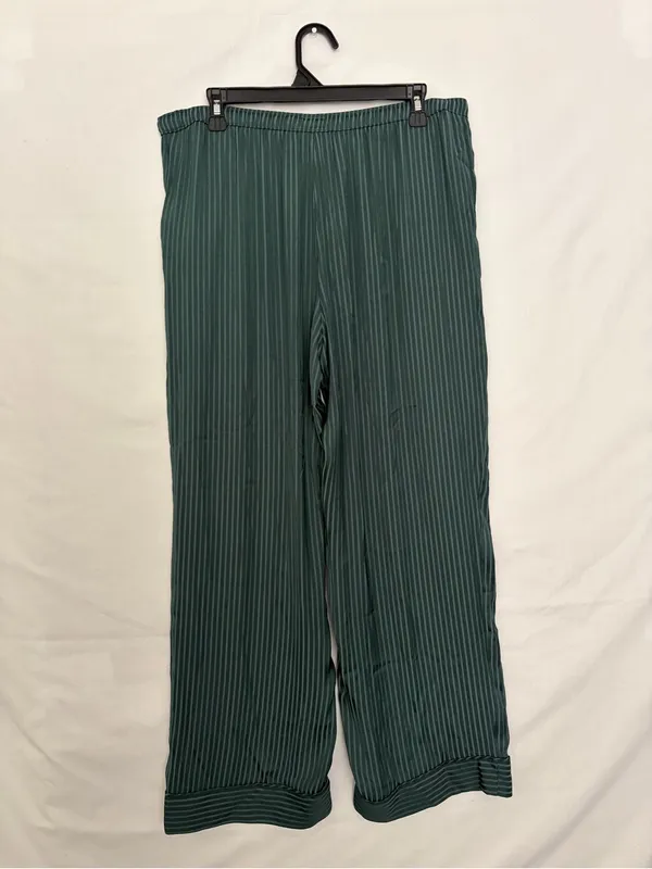GapBody Satin PJ Pant M Green Stripe Pajama Pants Elastic Drawstring NWT(A911) - Image 8
