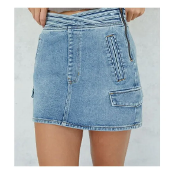 PacSun‎ Light Blue Cargo Skate Mini Skirt Denim Womens Size 27 - Image 8