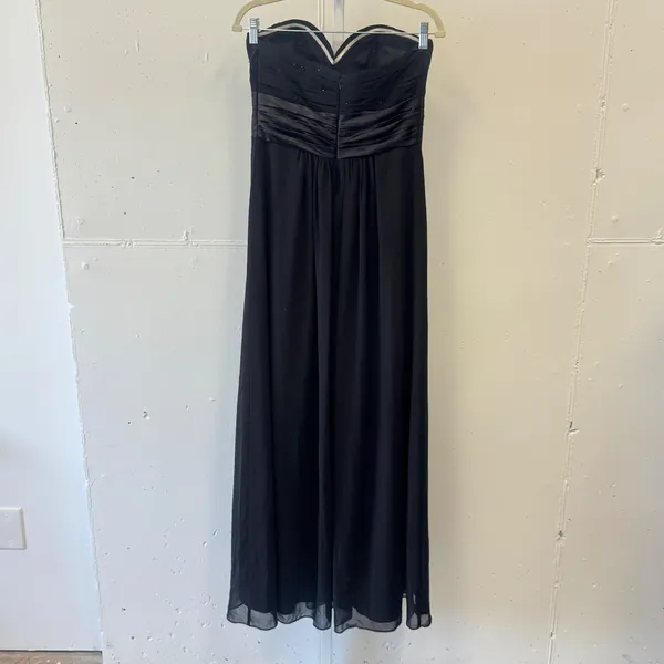Bill Levkoff Black Strapless Sweetheart Sequin Chiffon Gown Dress Size 8 Formal - Image 2