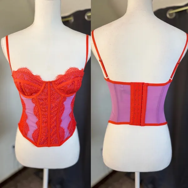Out‎ From Under Lace Mesh Corset Bustier Top Y2K Coquette Medium - Image 2