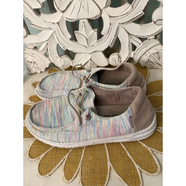 Hey‎ Dude Wendy Sox Aurora White Rainbow Knit Slip On Loafers Womens 9 121923214 - Image 3