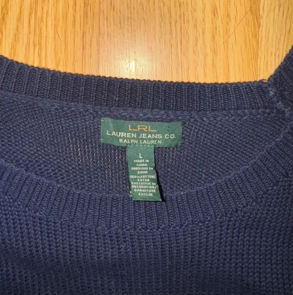 Vintage Navy Blue Ralph Lauren Sweater With Eagle Design  - Image 2