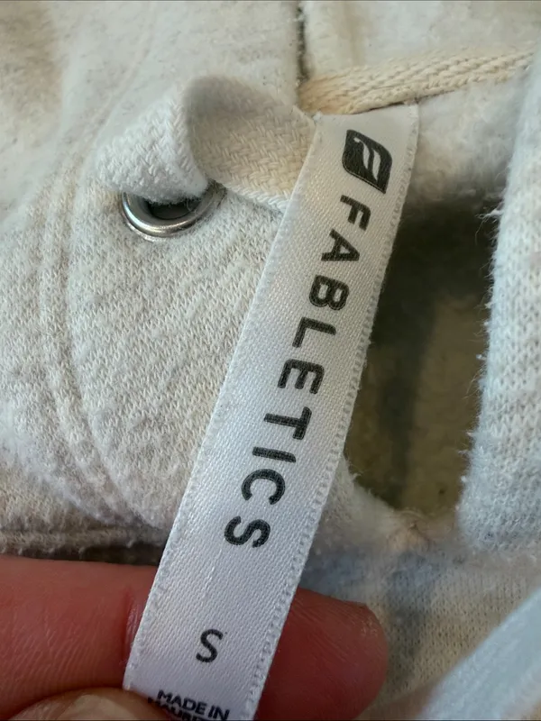 Fabletics Light Heather Gray Hooded Cropped Pullover Size Small - C54-145 - Image 2