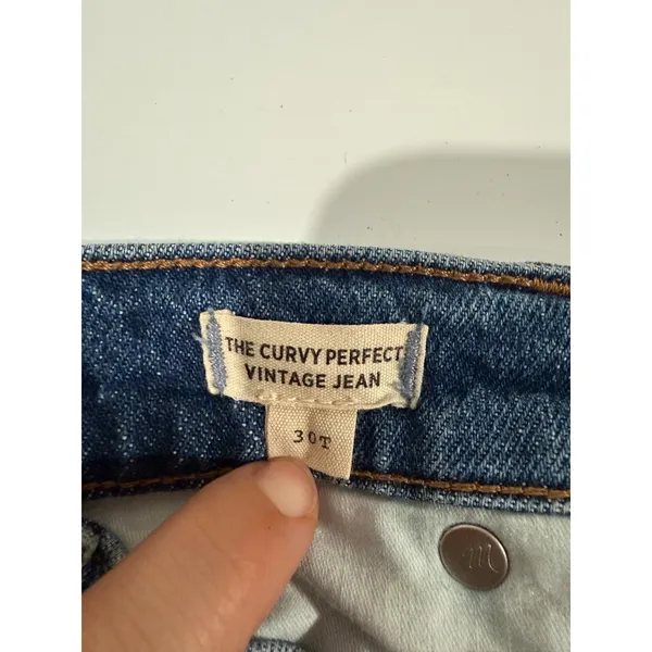 Madewell The Curvy Perfect Vintage Jean Womens Size 30T Blue Denim Straight Leg - Image 4